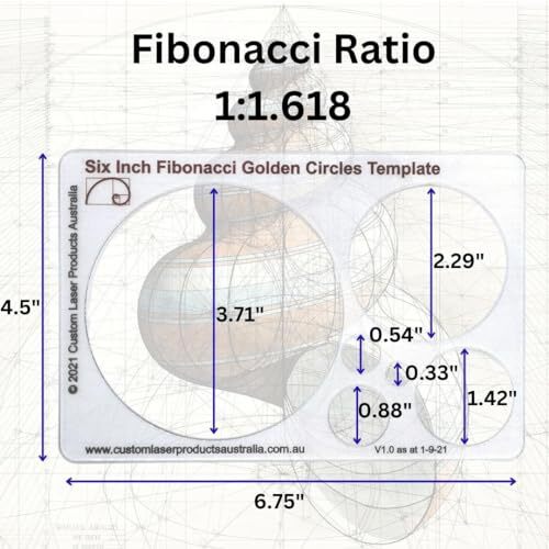 Fibonacci Spiral Stencil Template Golden Ratio Tool for Drawing and Design