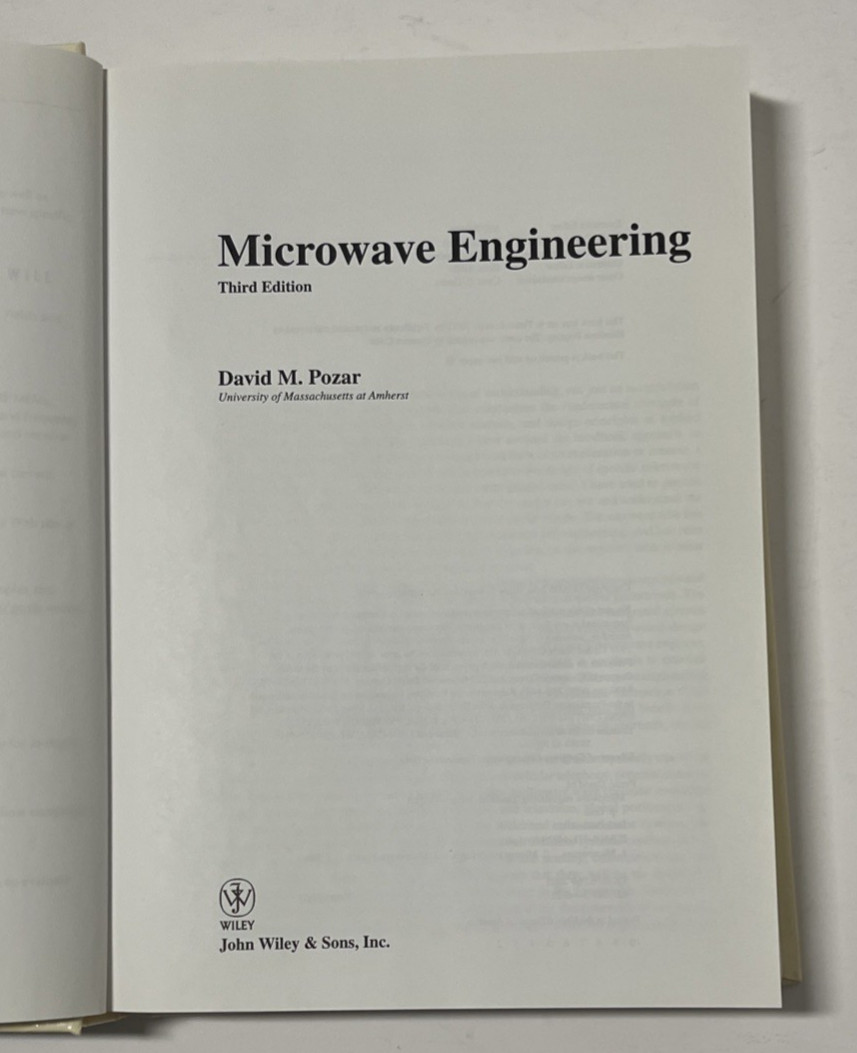 Microwave Engineering by David M Pozar 3rd Edition 2005 HC