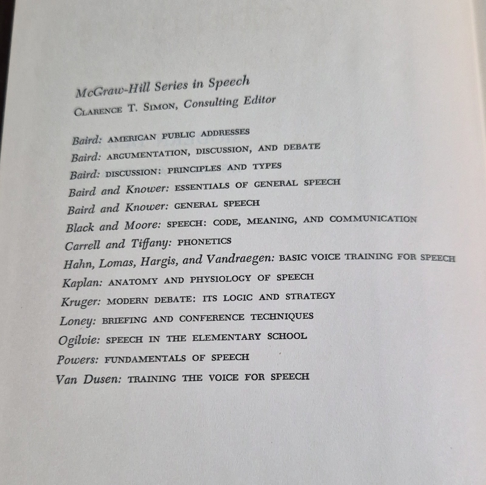 Modern Debate: Its Logic and Strategy by Kruger McGraw-Hill 1960 Hardcover