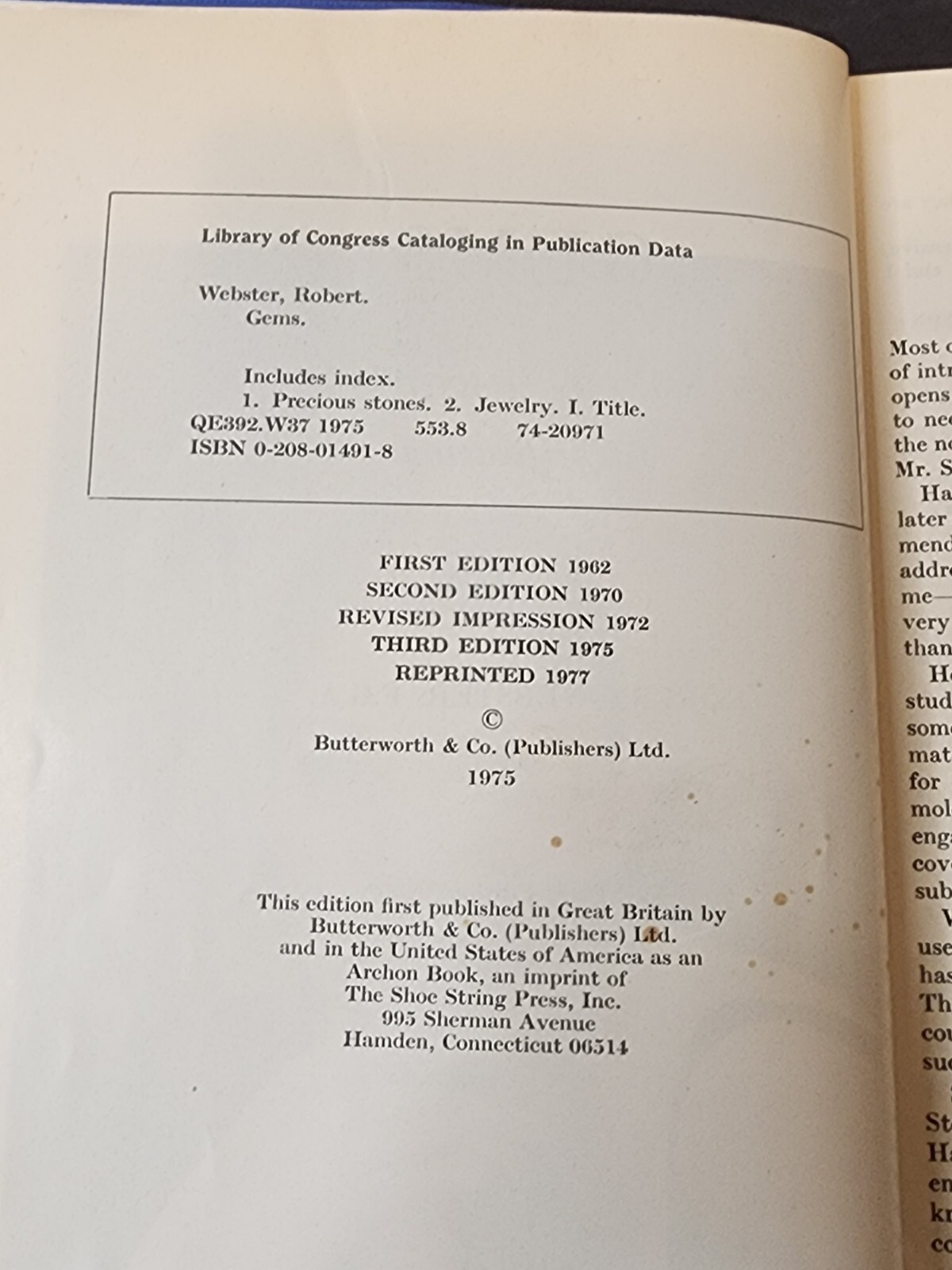 Gems – Their Sources, Descriptions and Identification R Webster 3rd Edition 1977
