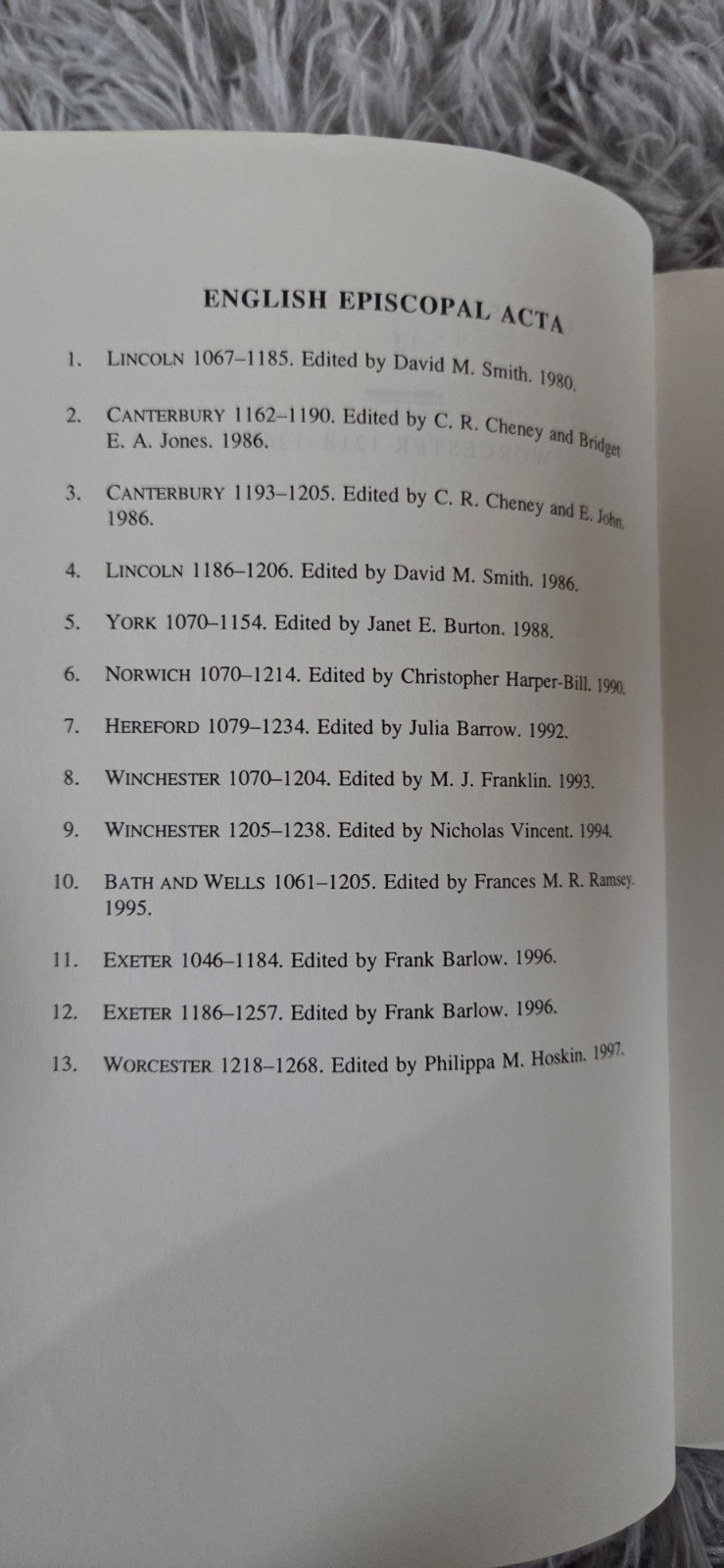 English Episcopal Acta 13 Worcester(1218-1268) by Philippa M Hoskin signed 1997