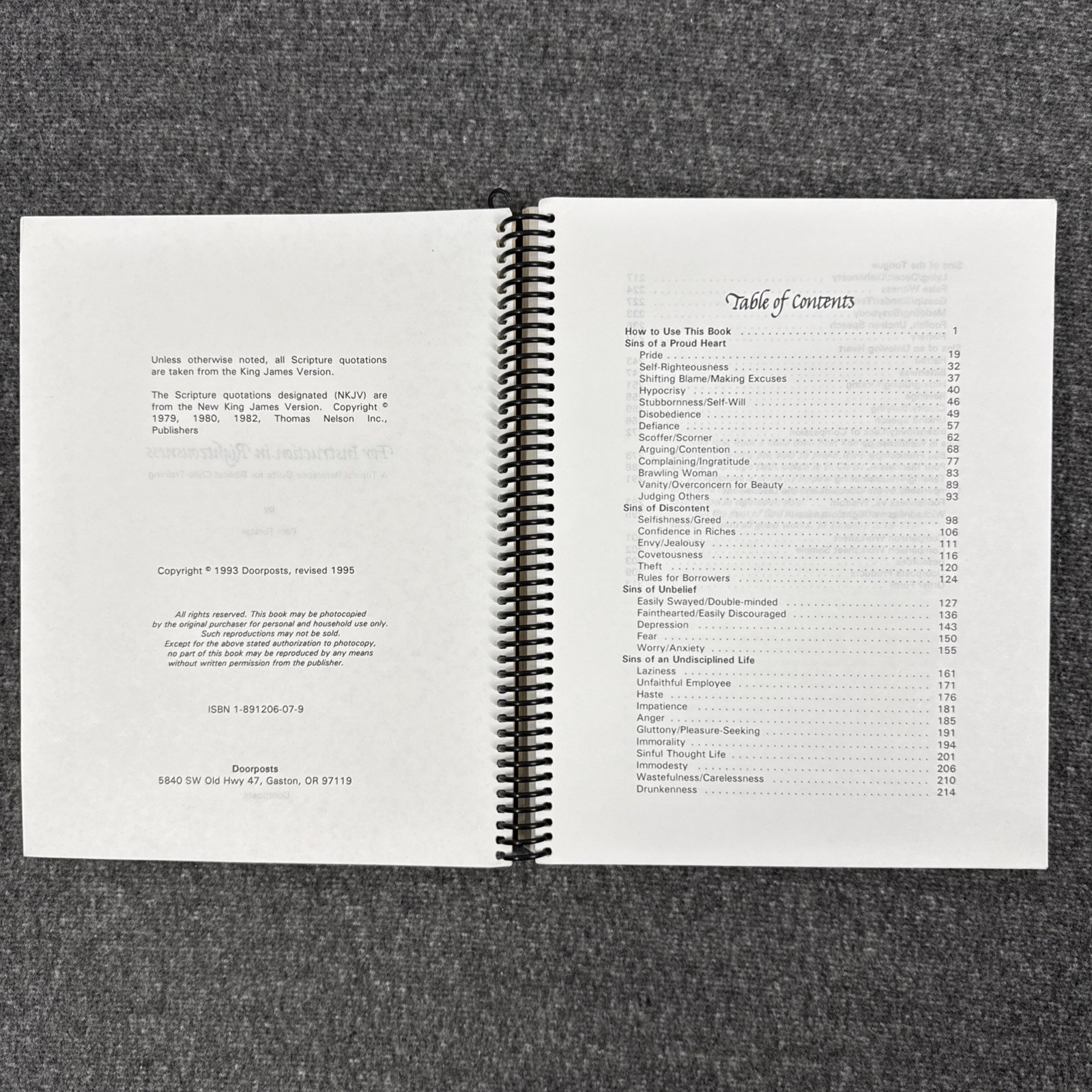 For Instruction in Righteousness (DoorPosts) Pam Forster 1995 Revised Edition