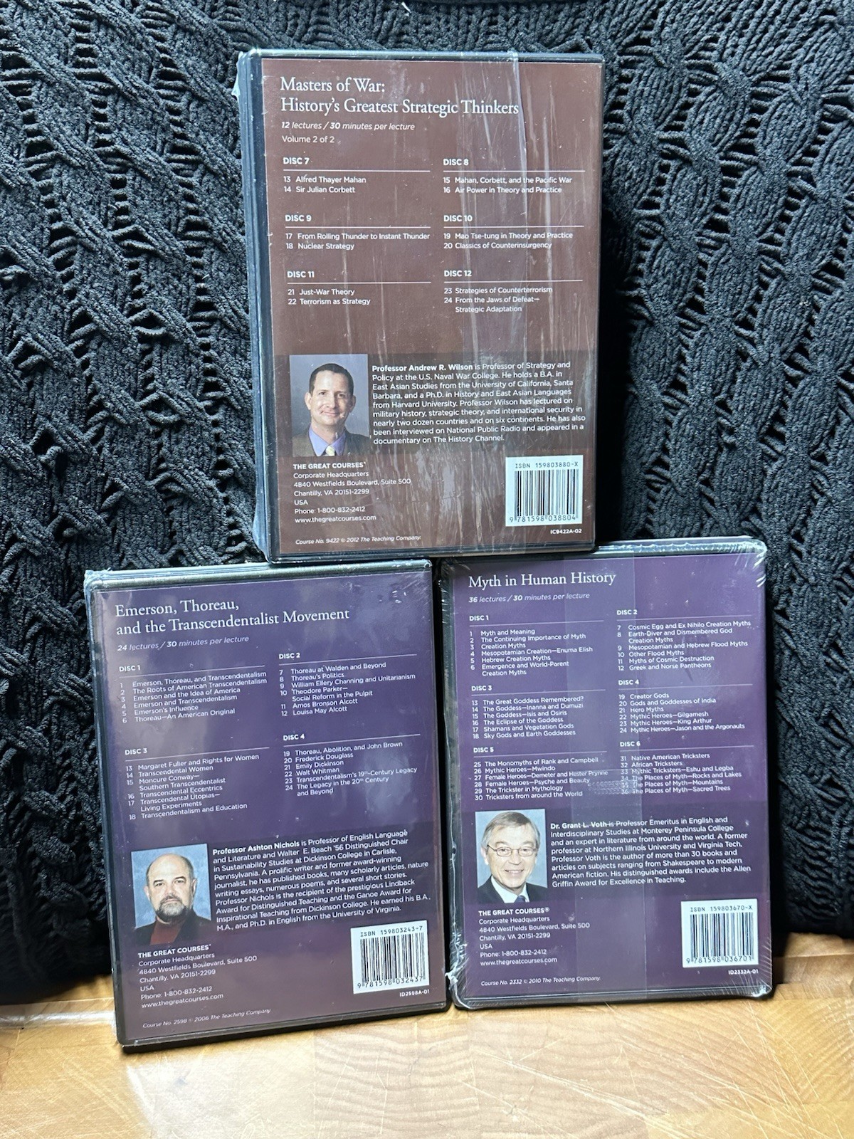 LOT OF 3 – Great Courses DVD & Books- War, Myth, Transcendentalist -NEW & SEALED