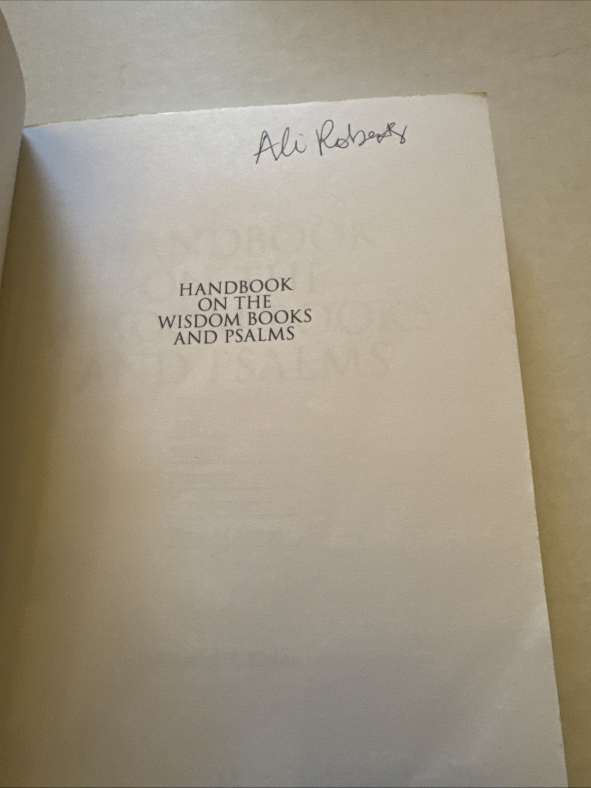 Handbook on the Wisdom Books and Psalms