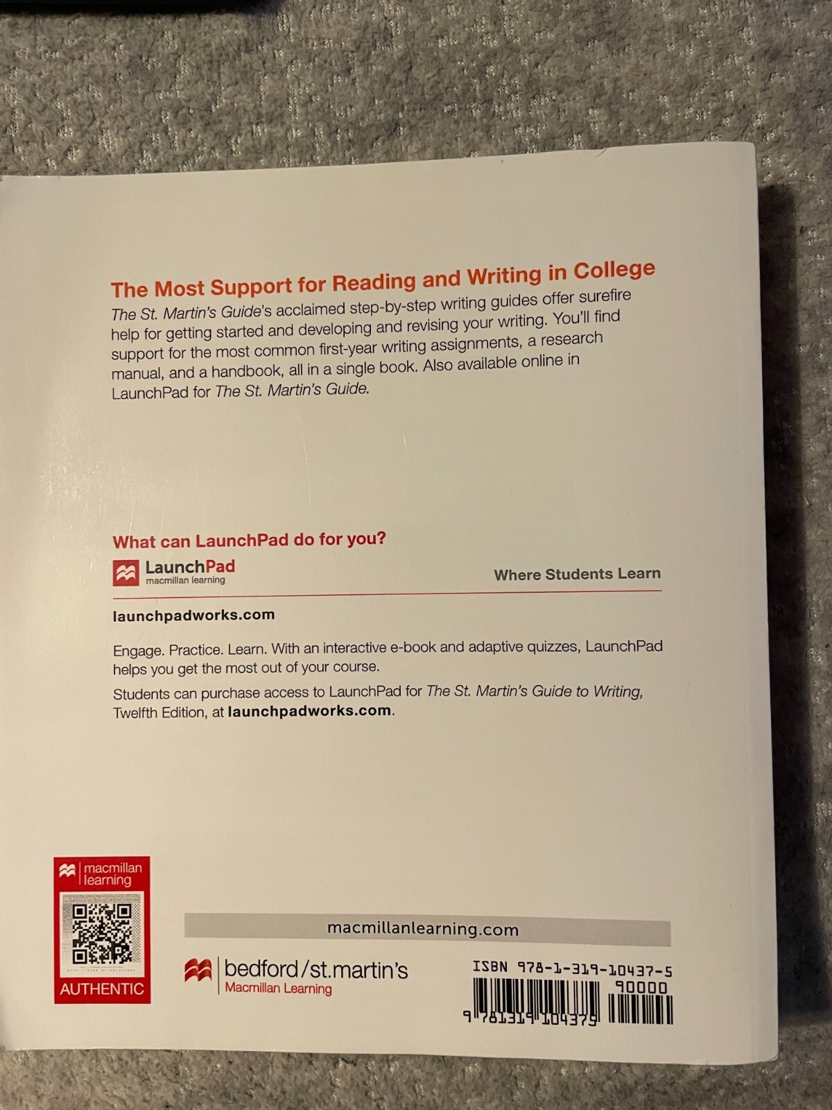 St. Martin’s Guide To Writing Twelfth Edition 9781319104375