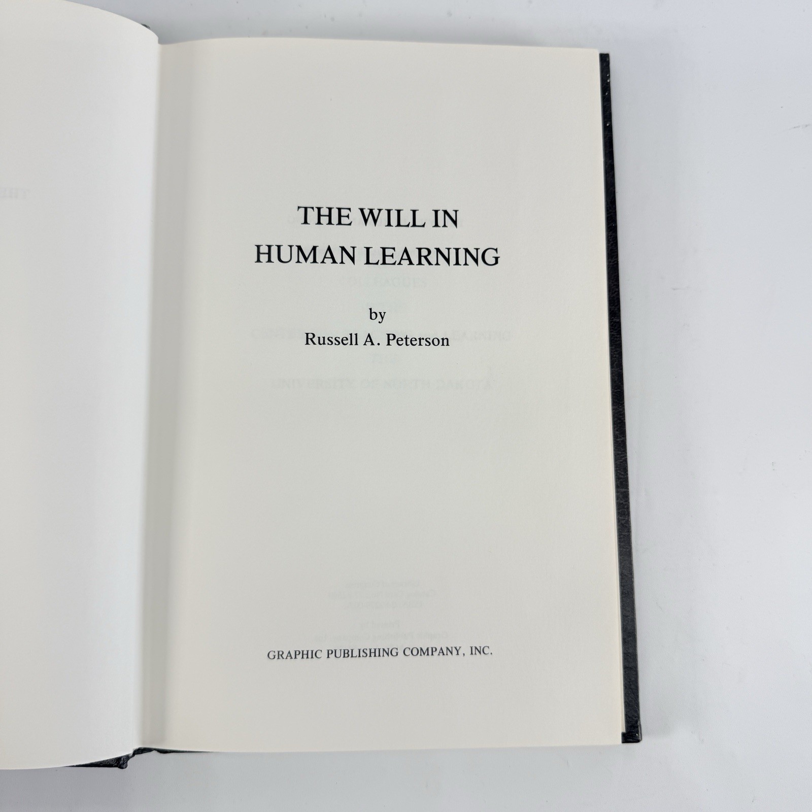 The Will In Human Learning Russell A. Peterson HC Psychology Book Vtg 1977