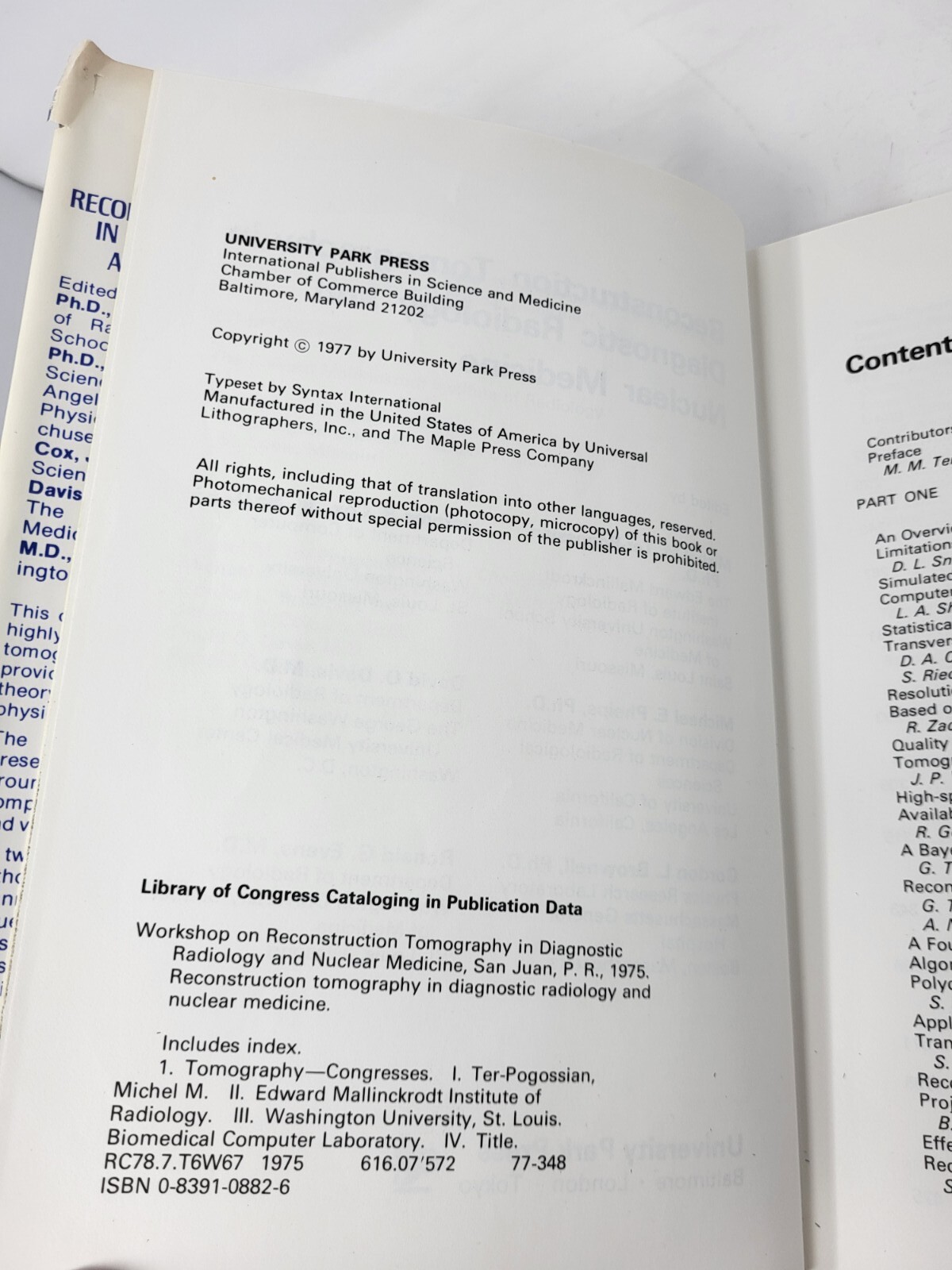 Reconstruction Tomography in Diagnostic Radiology & Nuclear Medicine 1977 HC DJ