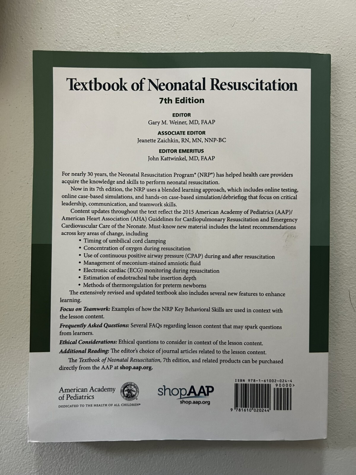Nrp Ser.: Textbook of Neonatal Resuscitation by Gary M. Weiner (2016, Trade…