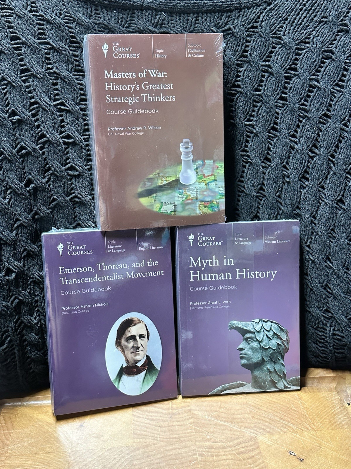 LOT OF 3 – Great Courses DVD & Books- War, Myth, Transcendentalist -NEW & SEALED
