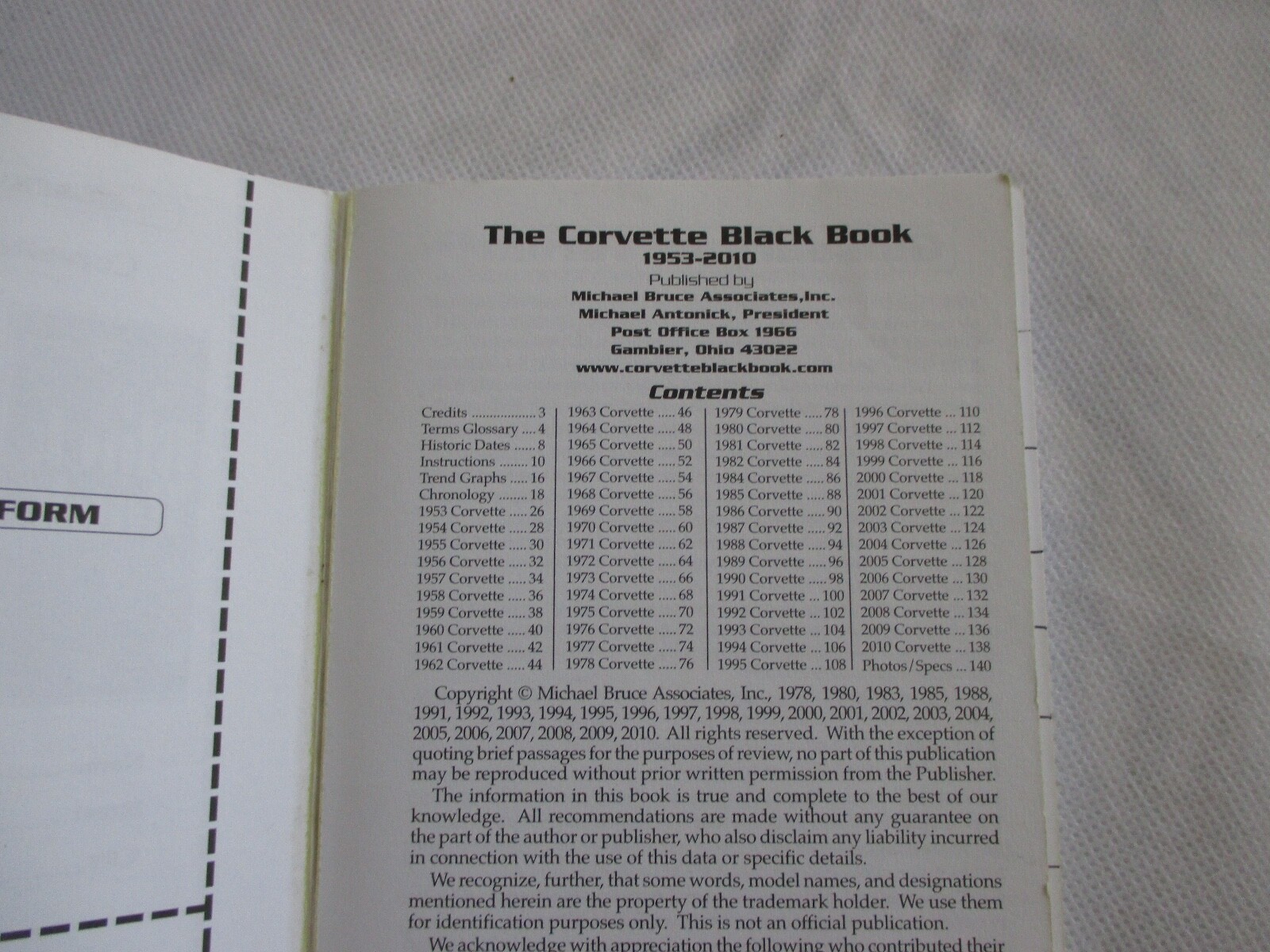 Corvette Black Book 1953 – 2010 – 160 pages