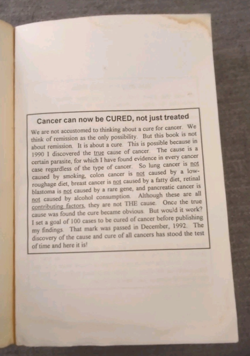 THE CURE FOR ALL CANCERS Hulda Regehr Clark, 1993 Softcover