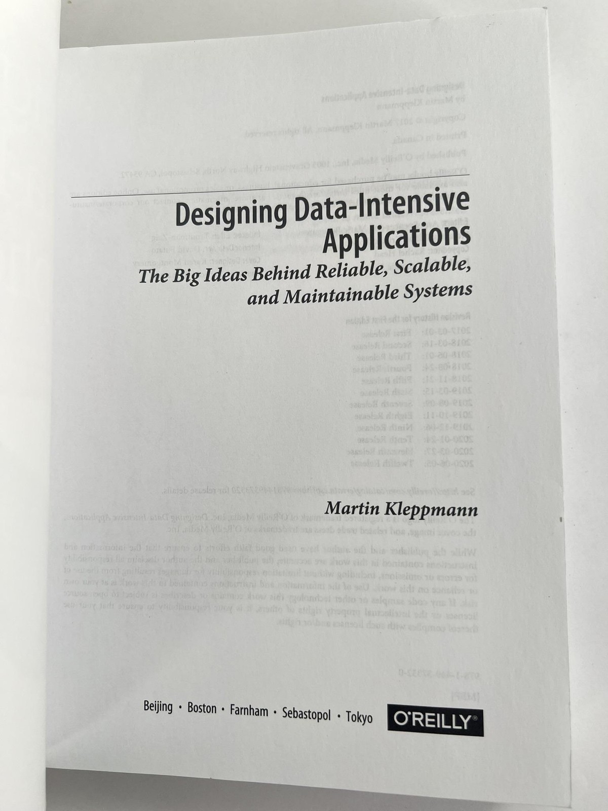 Designing Data-Intensive Applications Martin Kleppmann O’Reilly PB 2017 Canada