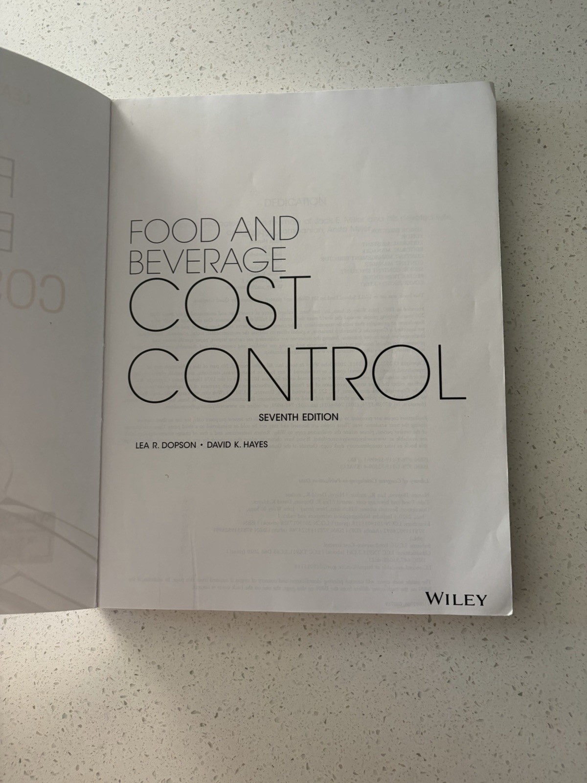 Food and Beverage Cost Control 7th edition Lea R. Dopson David K. Hayes