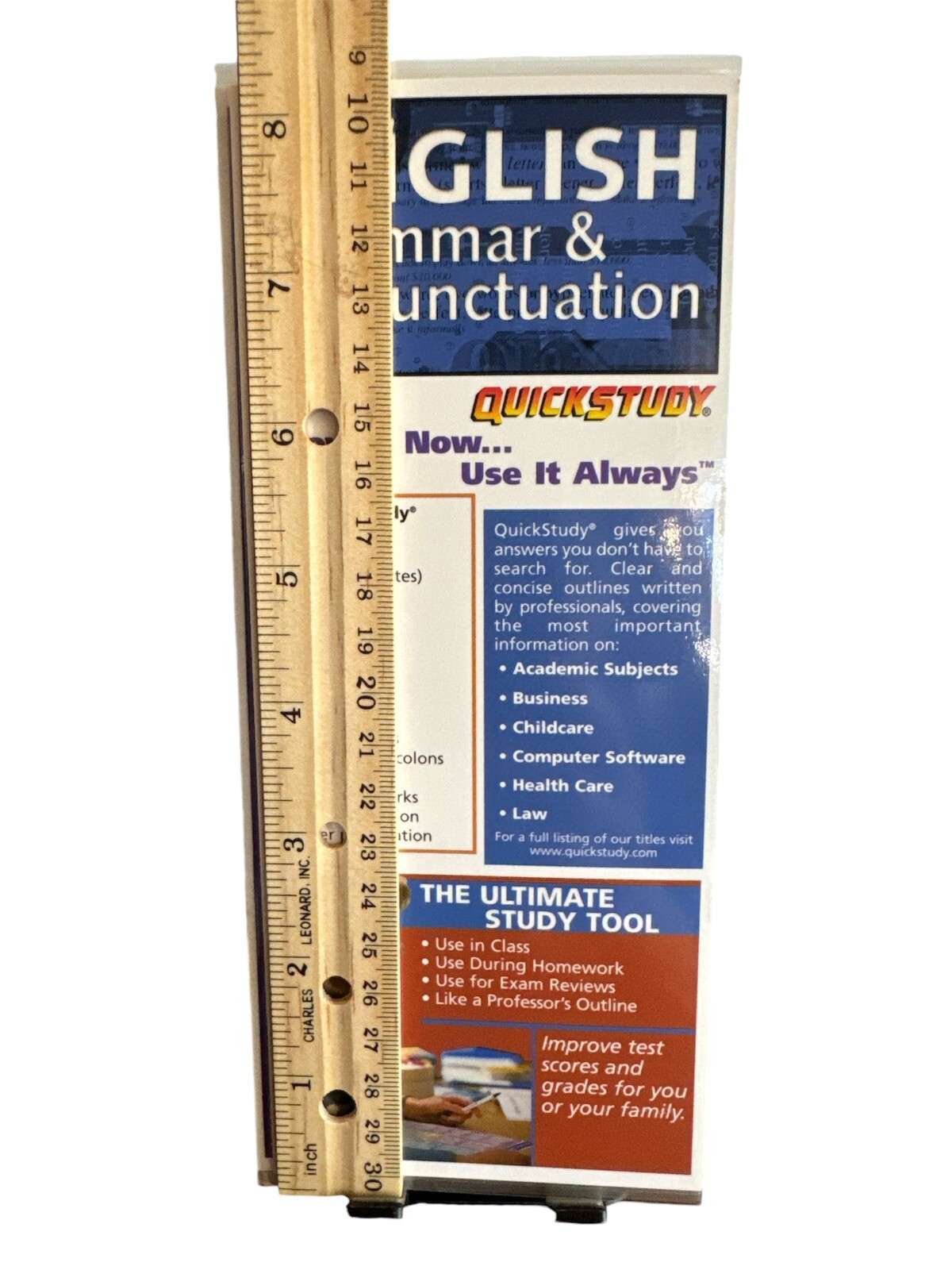 English Grammar & Punctuation Quickstudy Laminated Foldout 8.5 X 3.5 In