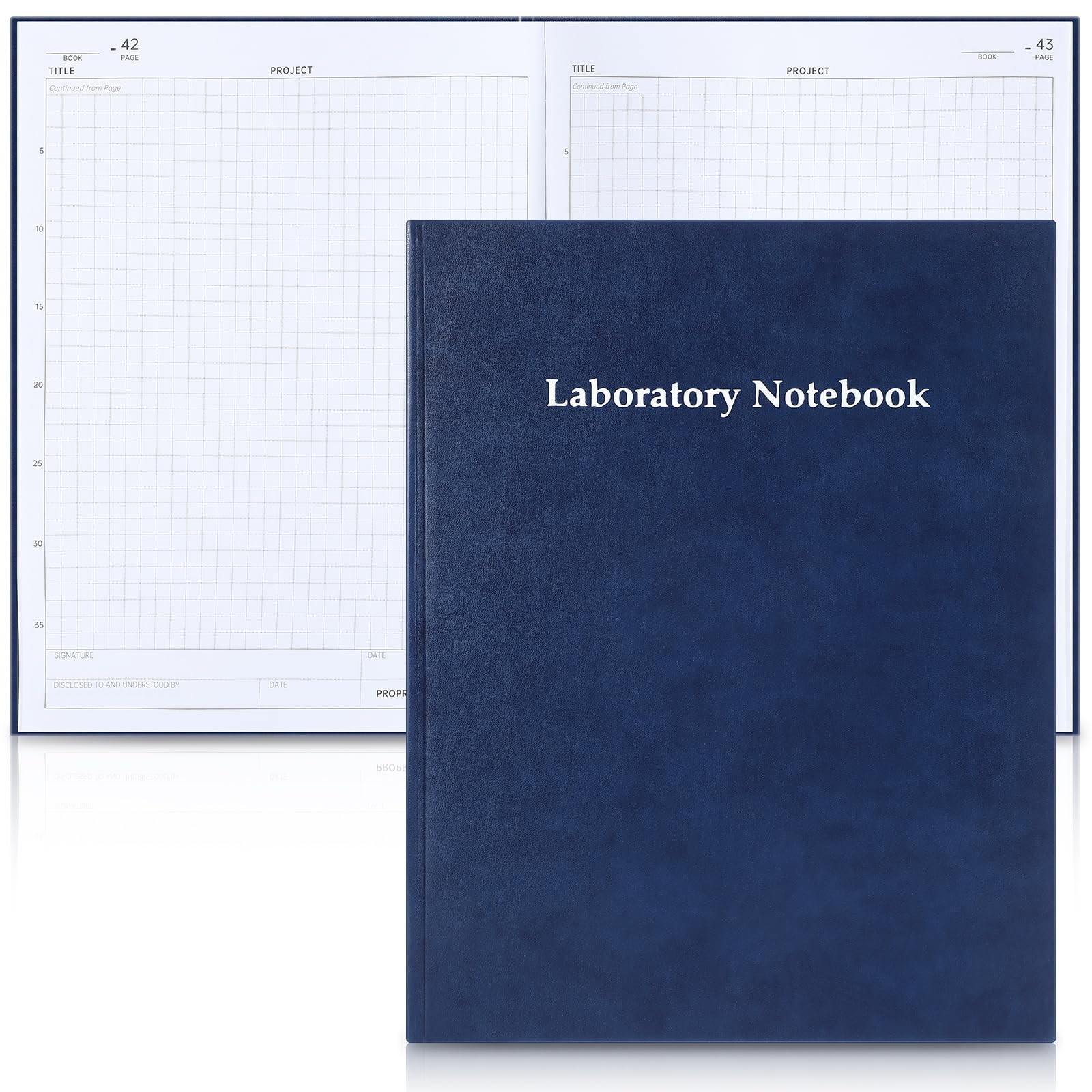 Sturdy Hardbound Lab Notebook – 96 Pages, Grid Format, 8.5″x11.25″, Blue Cover f