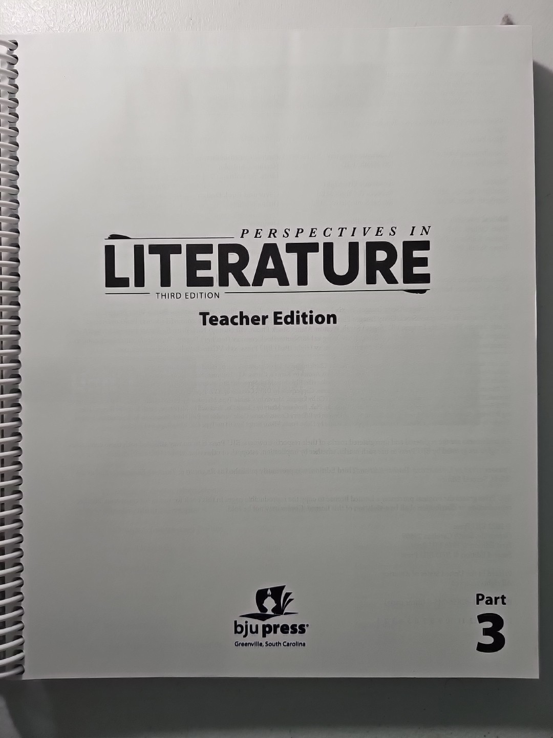 Perspectives in Literature Teacher Edition – Third Edition, Part 3, Grade 6