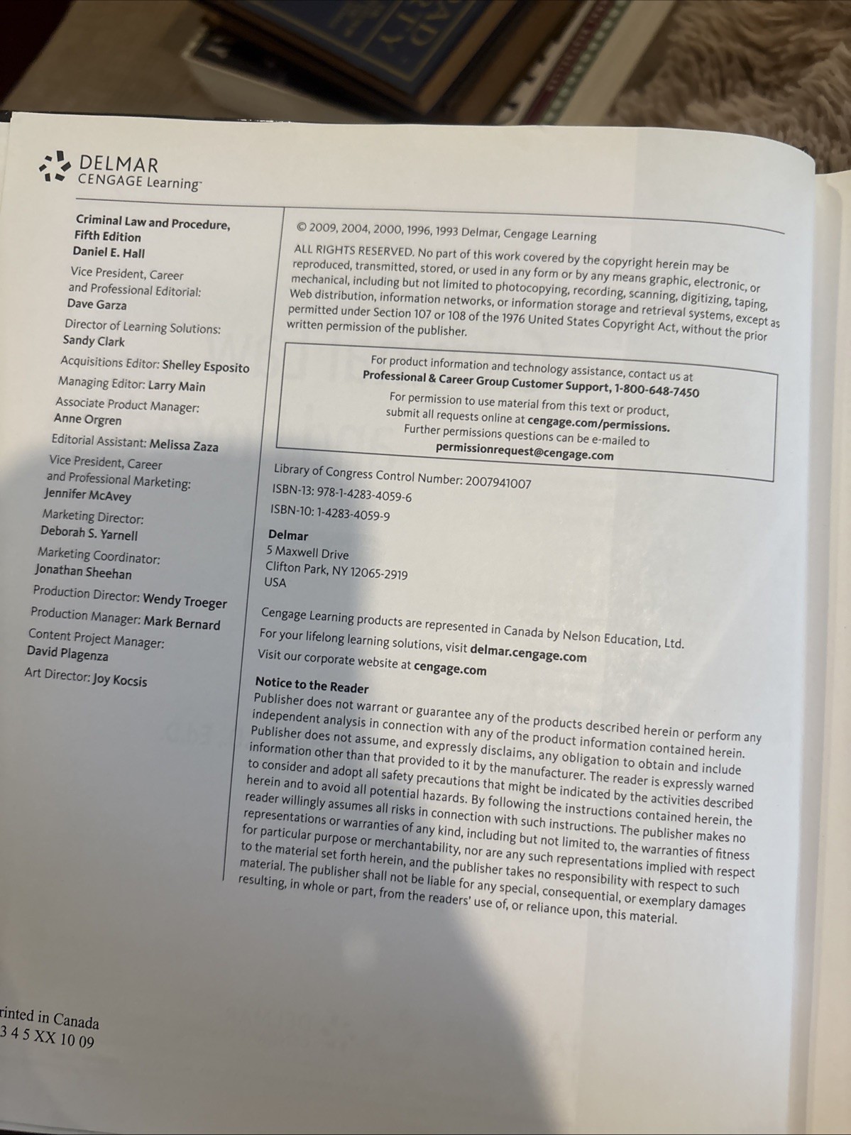 Delmar Cengage Learning Criminal Law And Procedure Book Fifth Edition