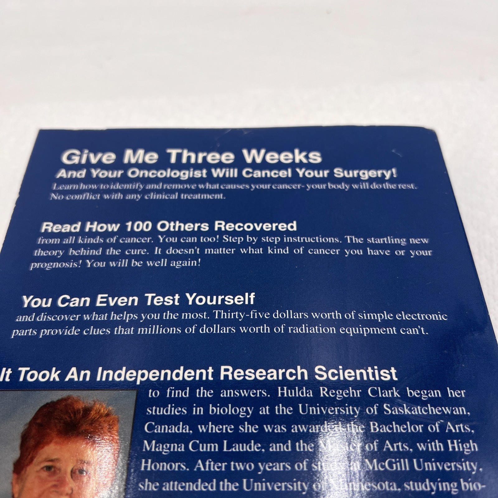 The Cure for All Cancers by Hulda Regahr Clark PhD 1993 Paperback-VG