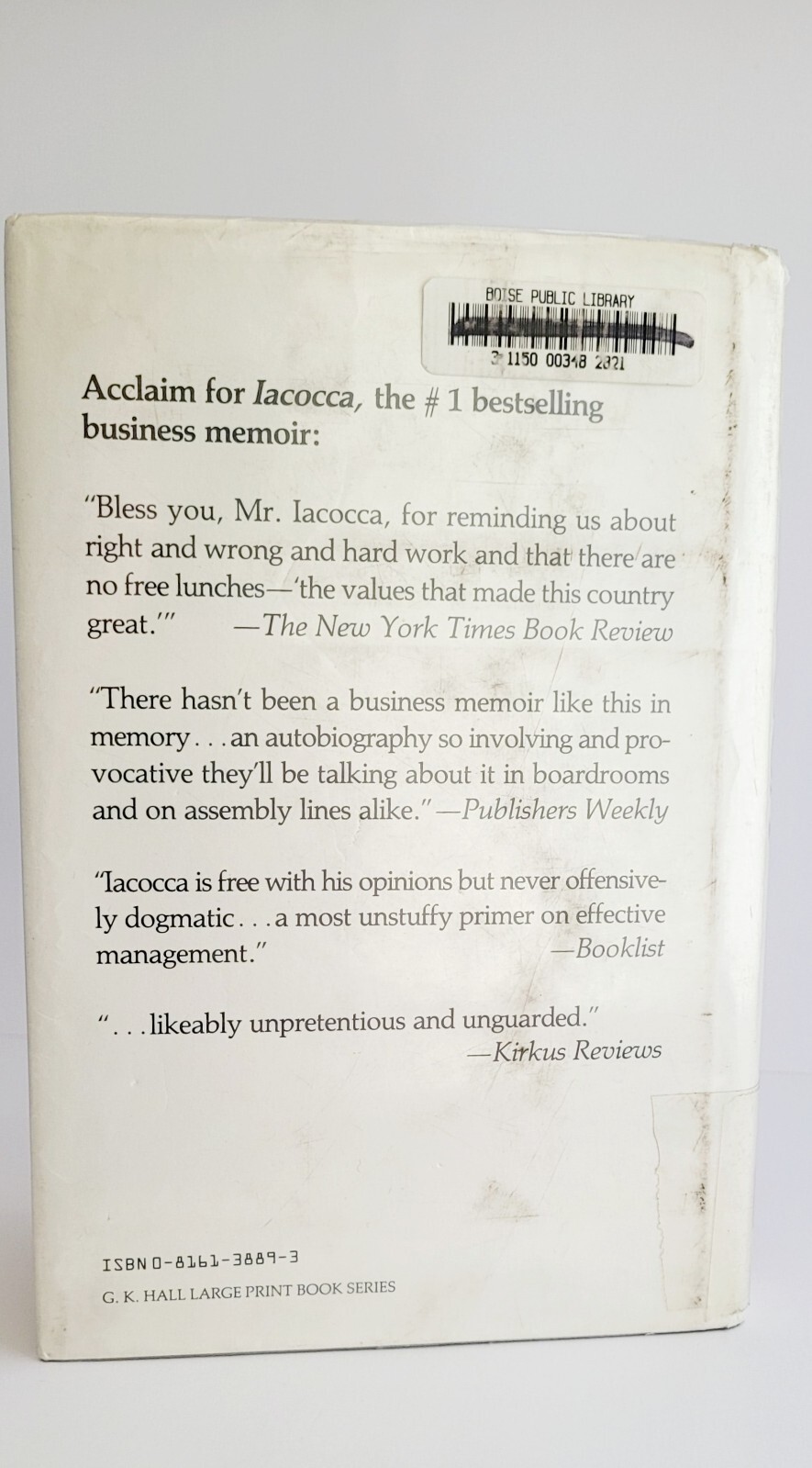 Iacocca : An Autobiography by Lee Iacocca (1985, Library Binding, Large Type )