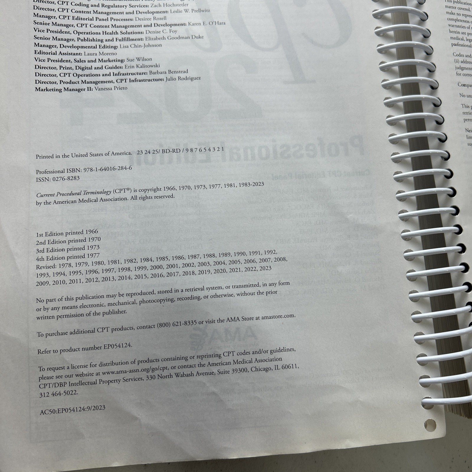 CPT Professional Edition 2024 by American Medical Association AMA Spiral