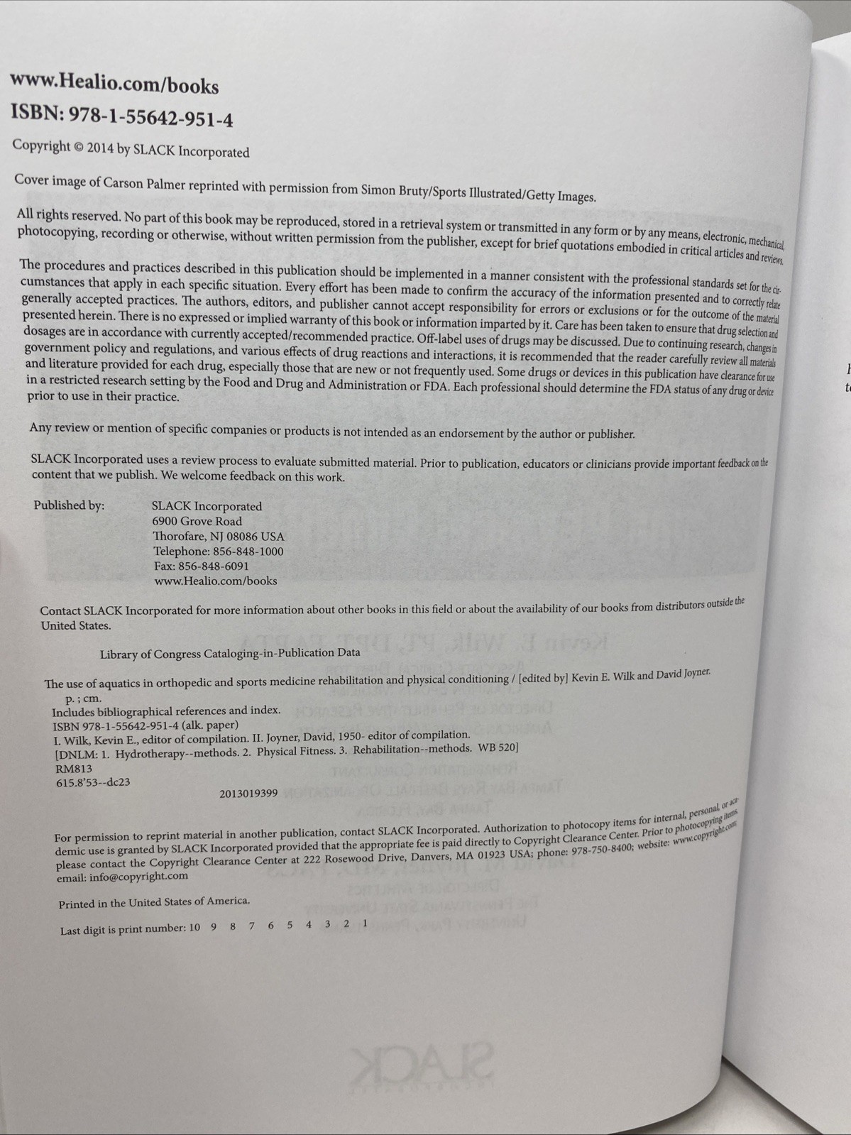 Aquatics Orthopedics Sports Rehab Wilk Joyner HC 2014 Clean Pages