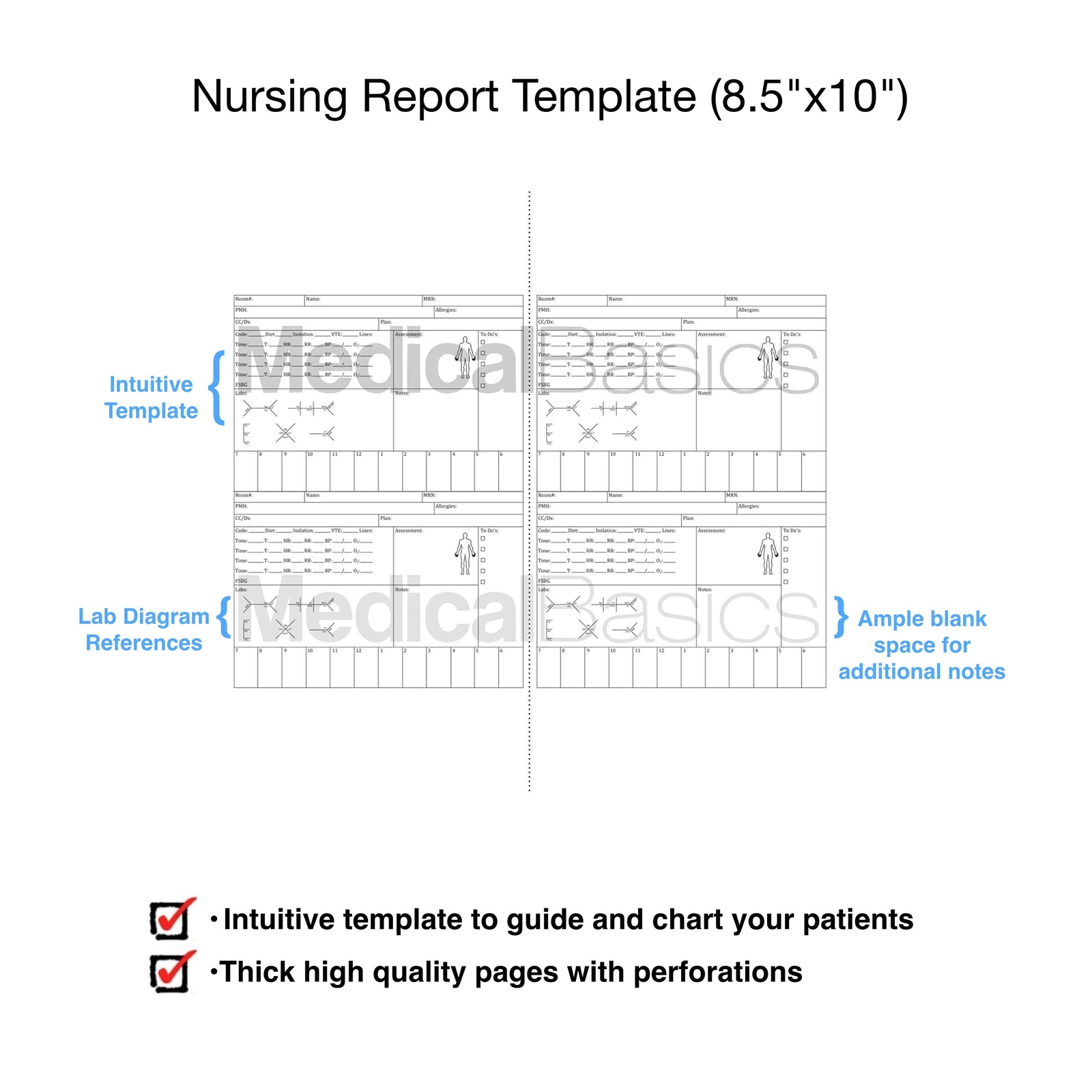 Nursing Brain Sheet Multiple Patient Notebook – Nurse and CNA Report Sheet – …
