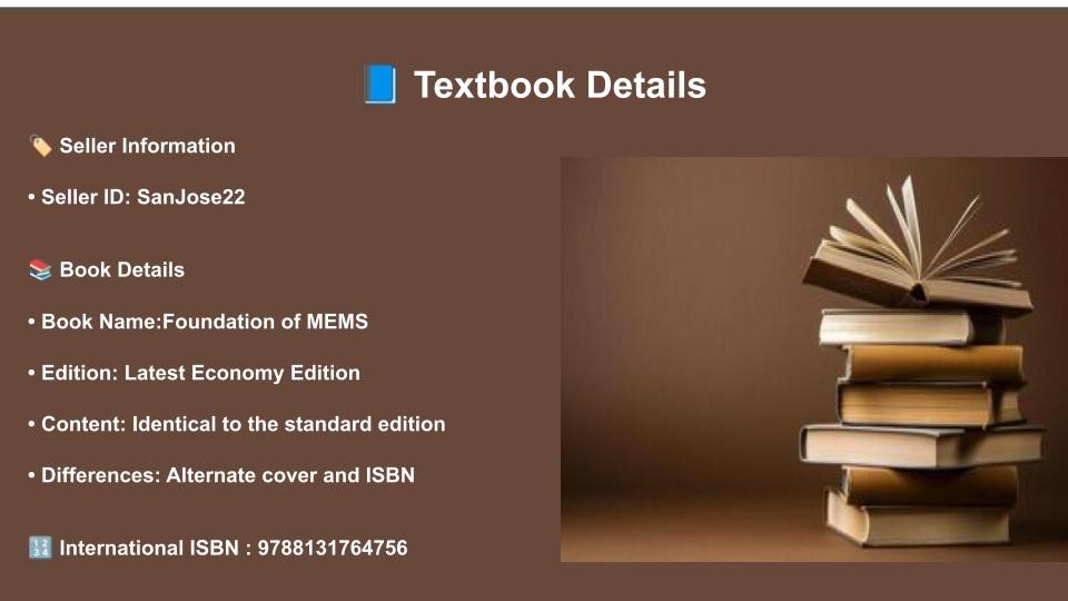 New: Foundations of MEMS by Chang Liu 2nd INTL ED-9788131764756