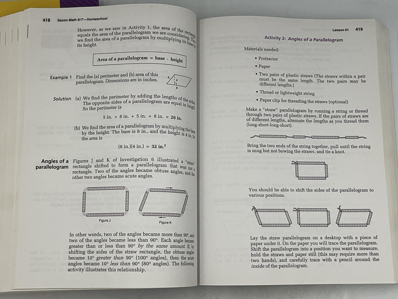 SAXONMath HOMESCHOOL 8/7 With Prealgebra Set, 2 Books Paperback Hake Saxon