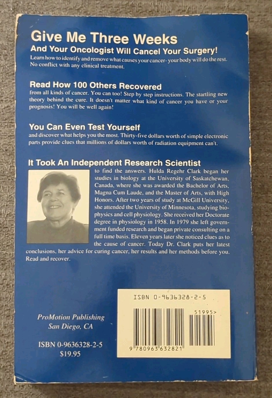 THE CURE FOR ALL CANCERS Hulda Regehr Clark, 1993 Softcover