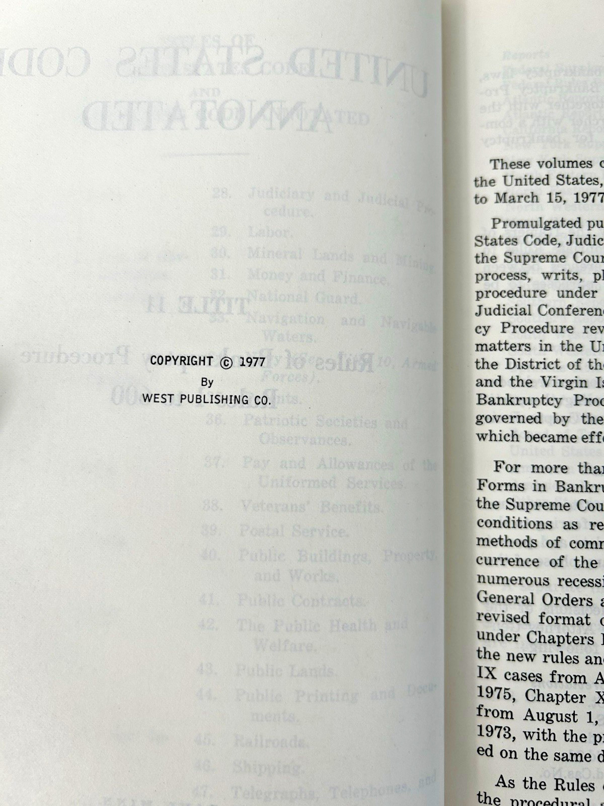 United States Code Annotated Title 11 Rules Of Bankruptcy Procedures Book