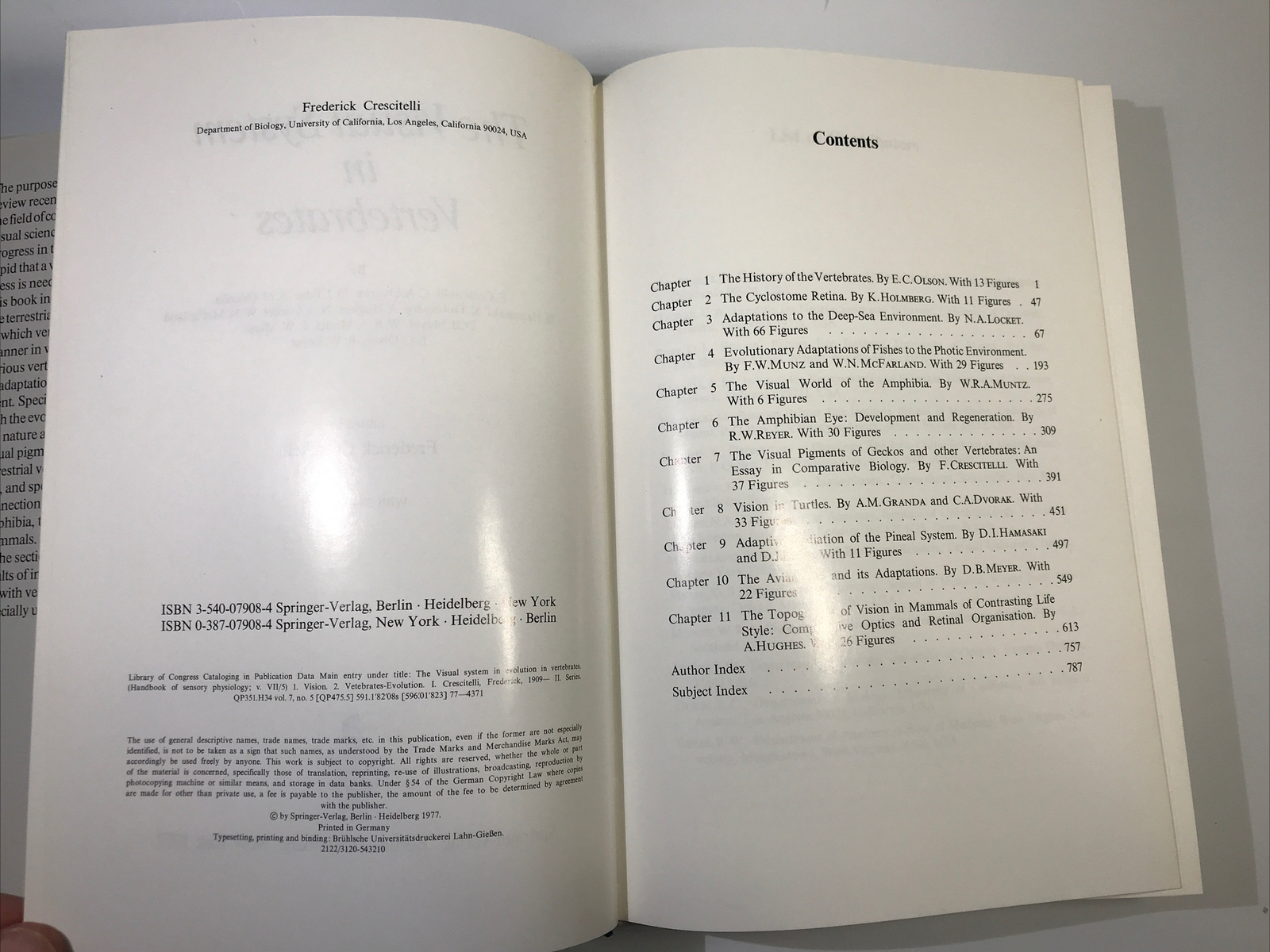 Handbook of Sensory Physiology Volume VII/5 The Visual System in Vertebrates