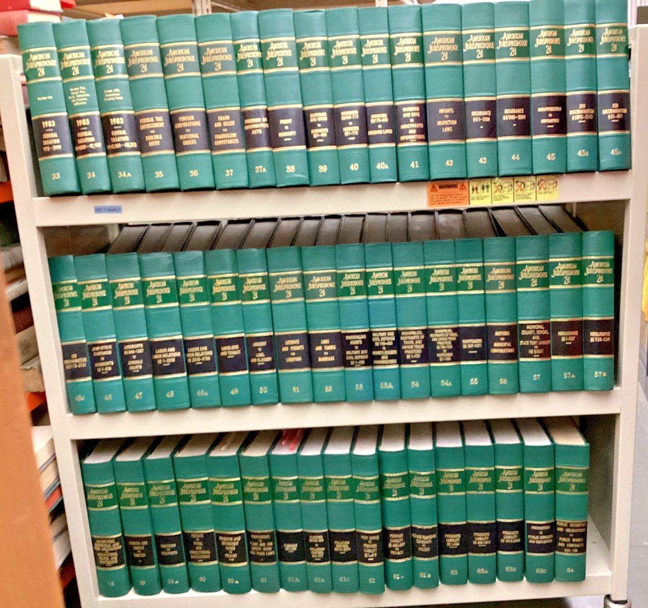 American Jurisprudence 2d. Miscellaneous Vols. priced per book HC: 155 Volumes