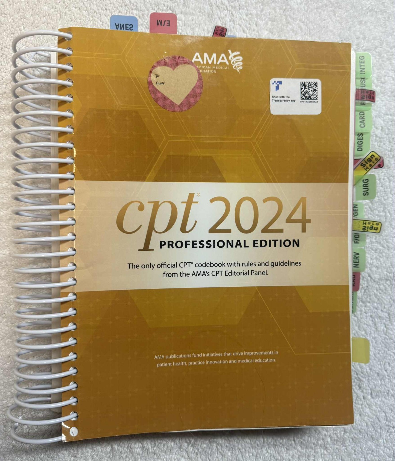 CPT 2024 Professional Edition (CPT coding book by AMA) — ISBN 9781640162846
