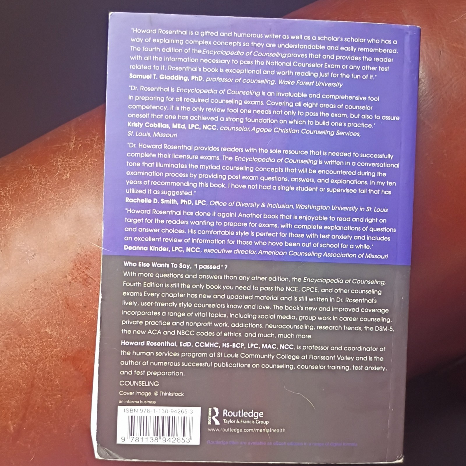 Routledge Encyclopedia of Counseling Fourth Edition by Howard Rosenthal