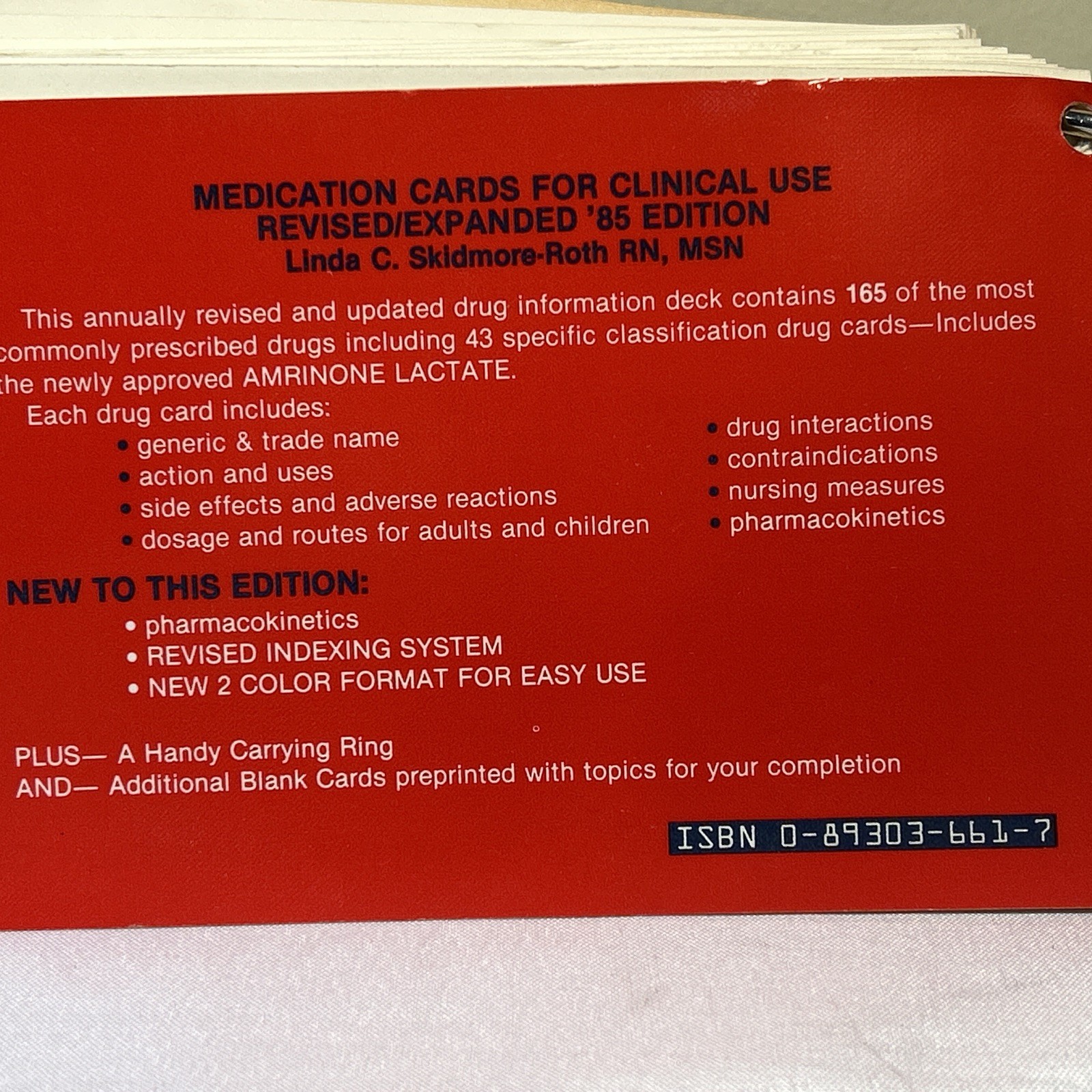 Medication Cards For Clinical Use Revised 1985 Edition Best Seller Expanded Edit