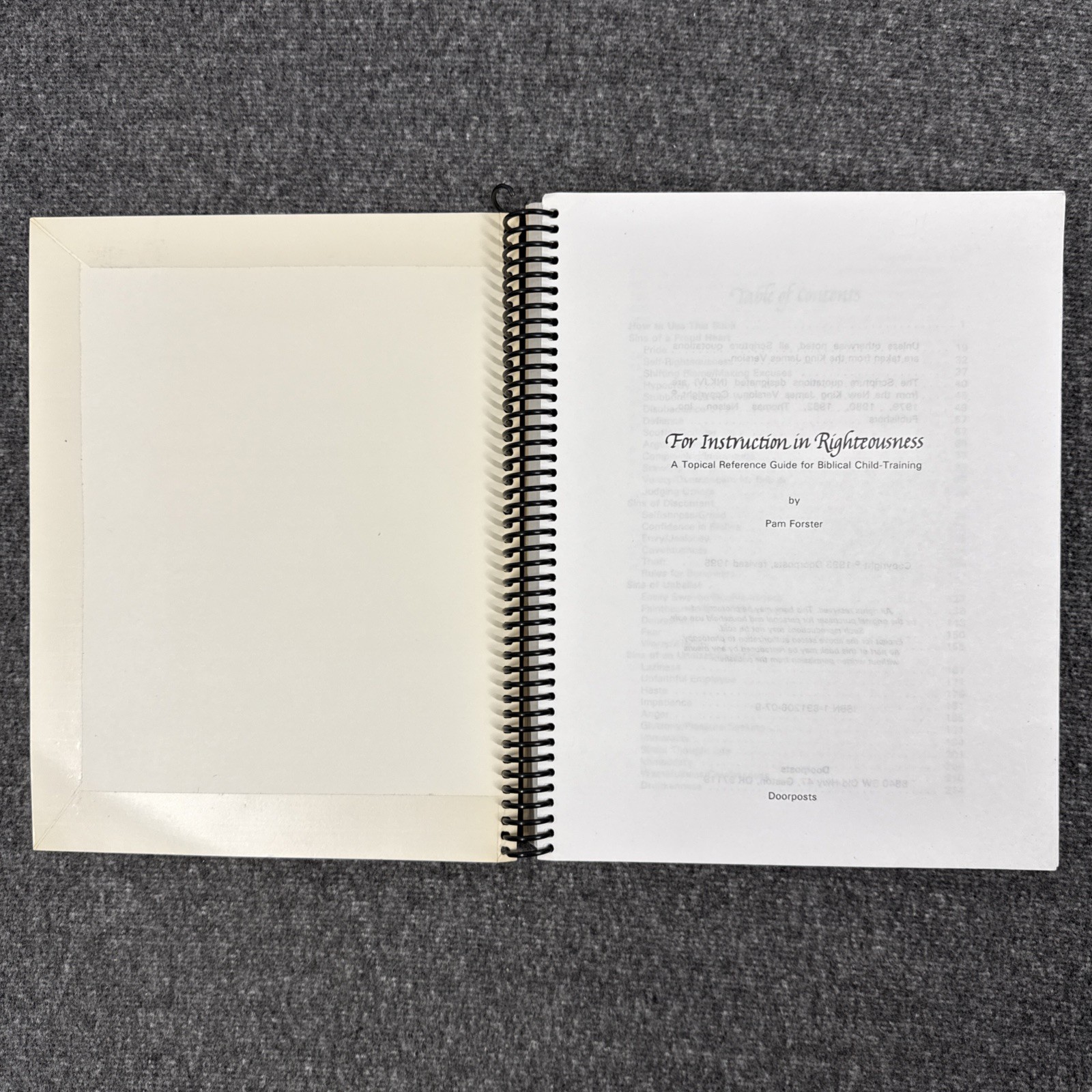 For Instruction in Righteousness (DoorPosts) Pam Forster 1995 Revised Edition